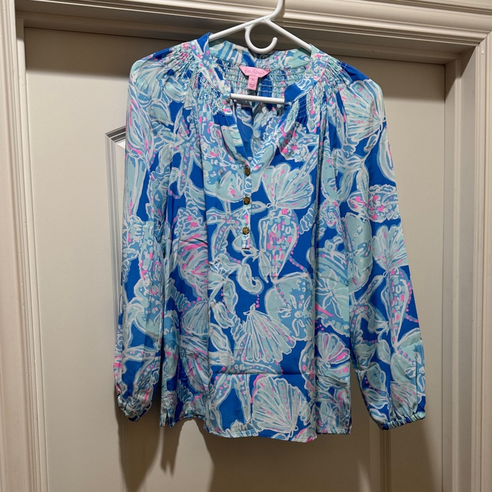 Lilly Pulitzer Vibrant Blue and Pink Blouse